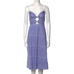 Saloni Jana Cutout Stretch Cotton Midi Dress in Blue 4